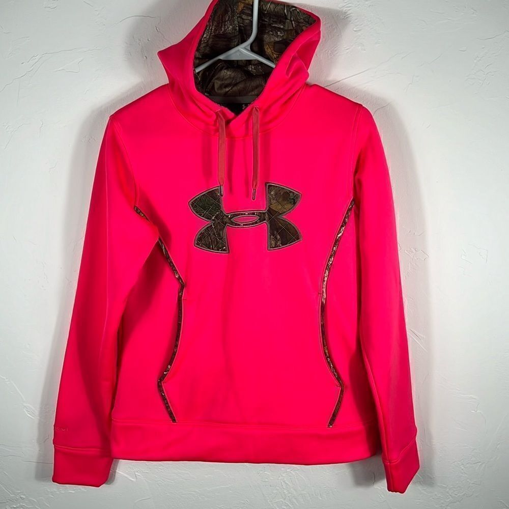 🔥 Women's UNDER ARMOUR STORM 1 HOODIE - Hot Pink/Camo - Sz S - EXCELLENT